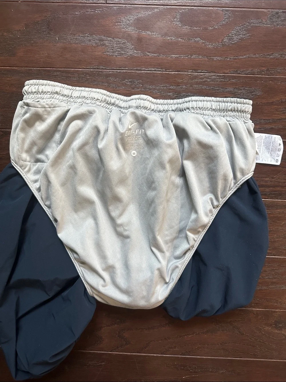 Nike Men's Dark Blue Athletic Shorts with White Accents